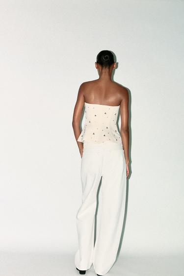 JEWEL STRAPLESS TOP - Ecru by Zara - Image 4