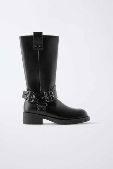 BUCKLE DETAIL KNEE-HIGH BOOTS - Black by Zara - Image 0