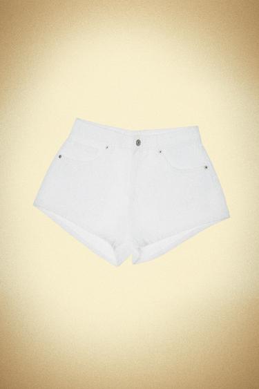 SHORTS MINI DENIM TRF TIRO MEDIO - Blanco roto de Zara