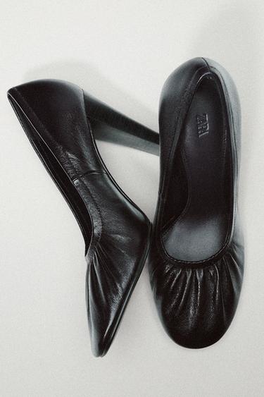 LIMITED EDITION GATHERED LEATHER HEELS — Chocolate Brown 1