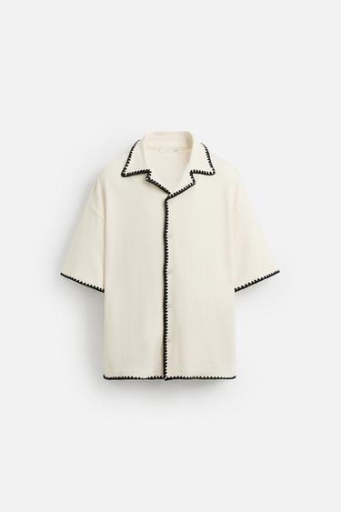 CONTRAST TRIM SHIRT - Oyster-white by Zara - Image 6
