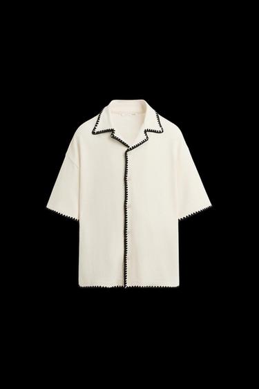 Zara CONTRAST TRIM SHIRT - Oyster-white - Image 0
