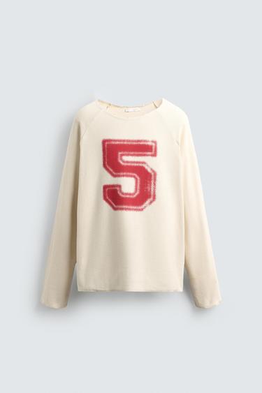 CAMISETA WAFFLE ESTAMPADA - Blanco roto de Zara