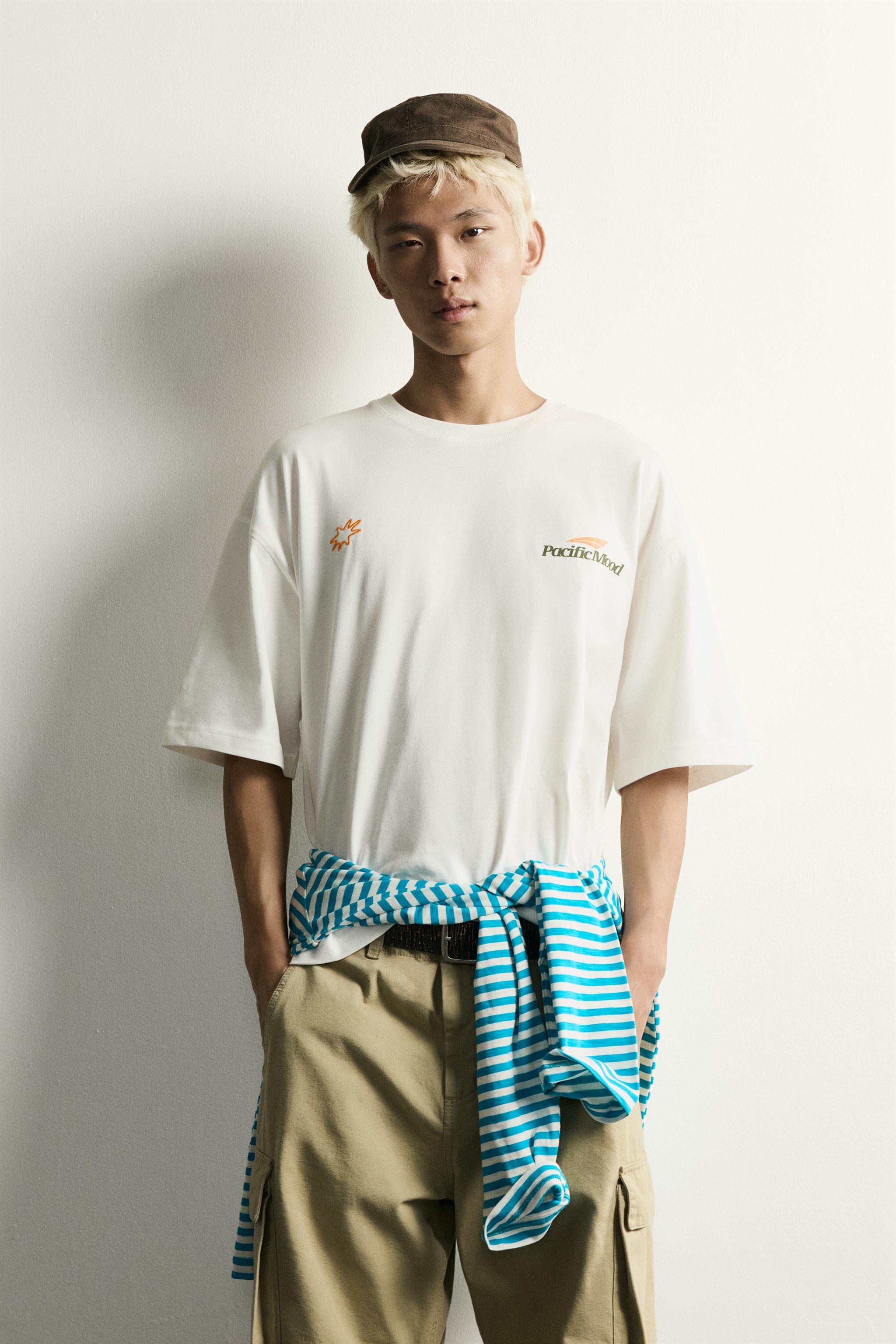 Zara KONTRAST GRAFİK BASKILI RELAXED FIT T-SHIRT görsel 2