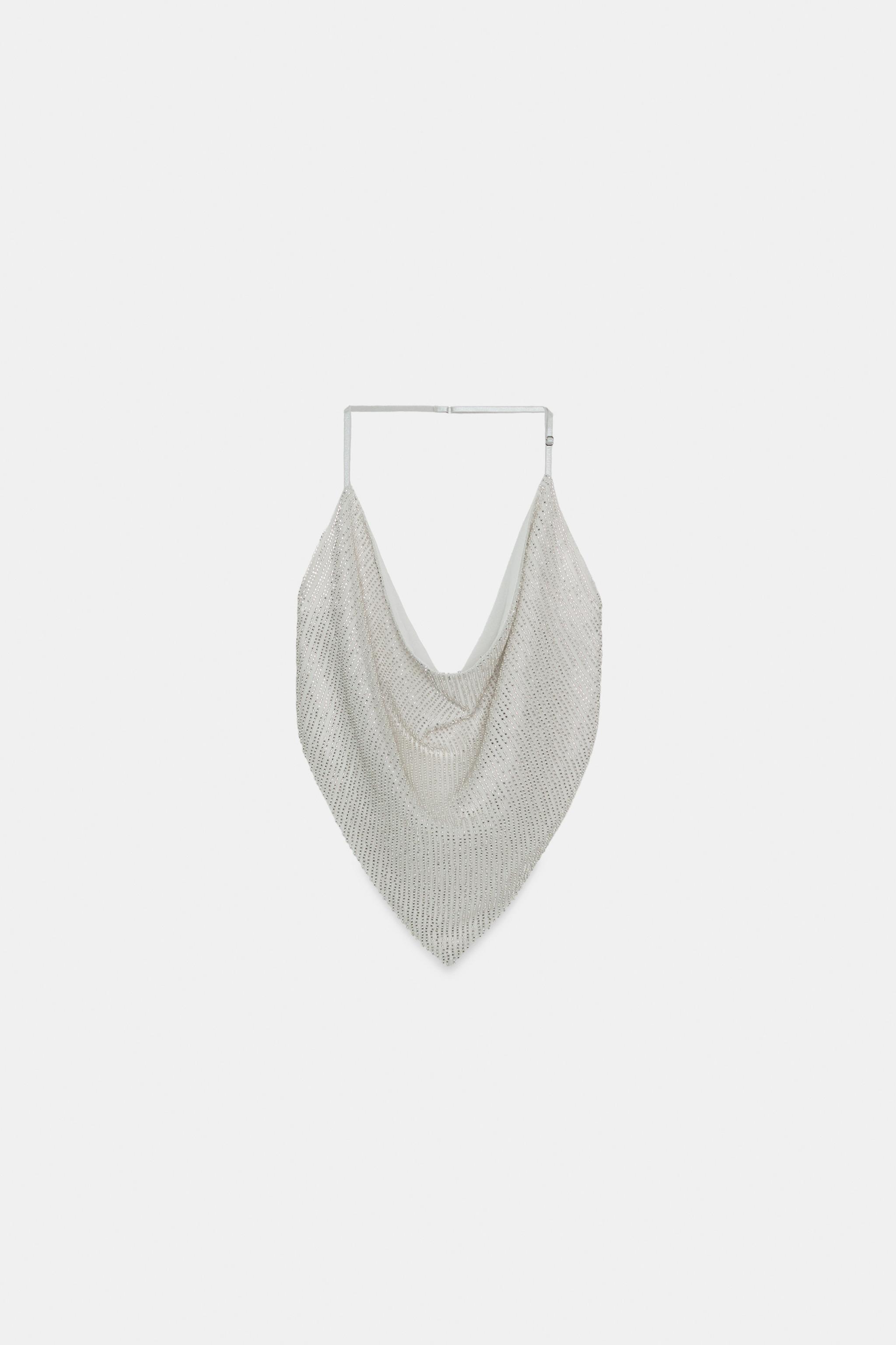 DRAPED SHIMMER CROP TOP - Pearl grey | ZARA South Africa