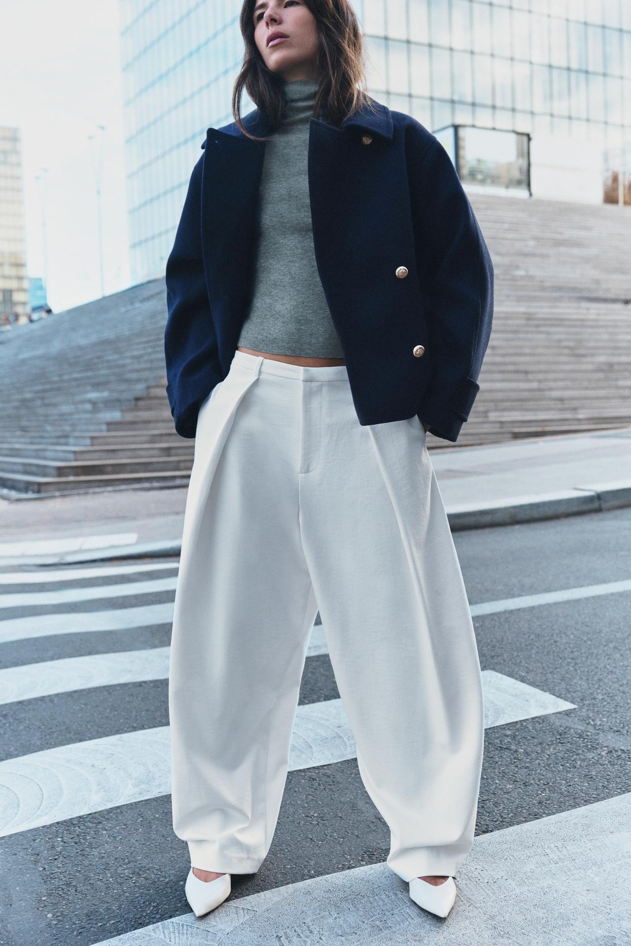 BARREL DARTED PANTS — Ecru