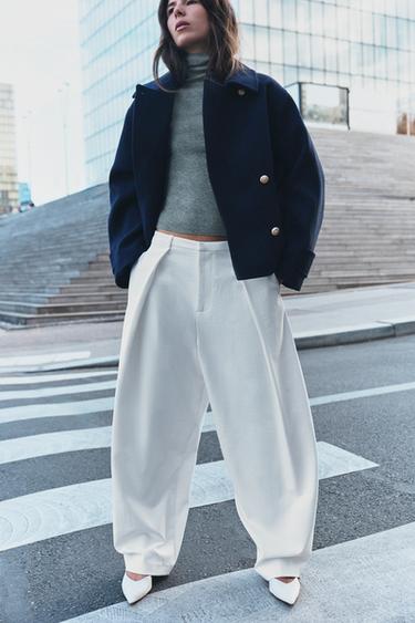 BARREL DARTED PANTS — Ecru 1