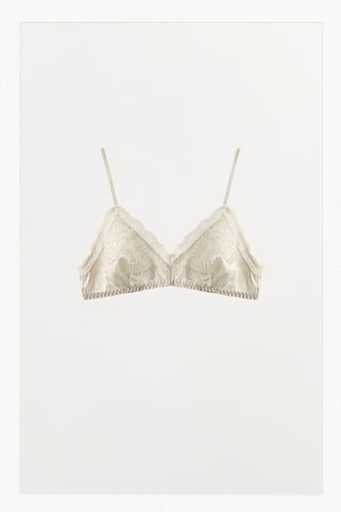 BRALETTE MEZCLA SEDA ENCAJE - Crudo de Zara