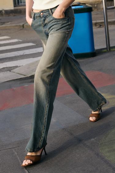 JEANS Z1975 STRAIGHT LOOSE FIT HALFHOGE TAILLE - Indigo van Zara