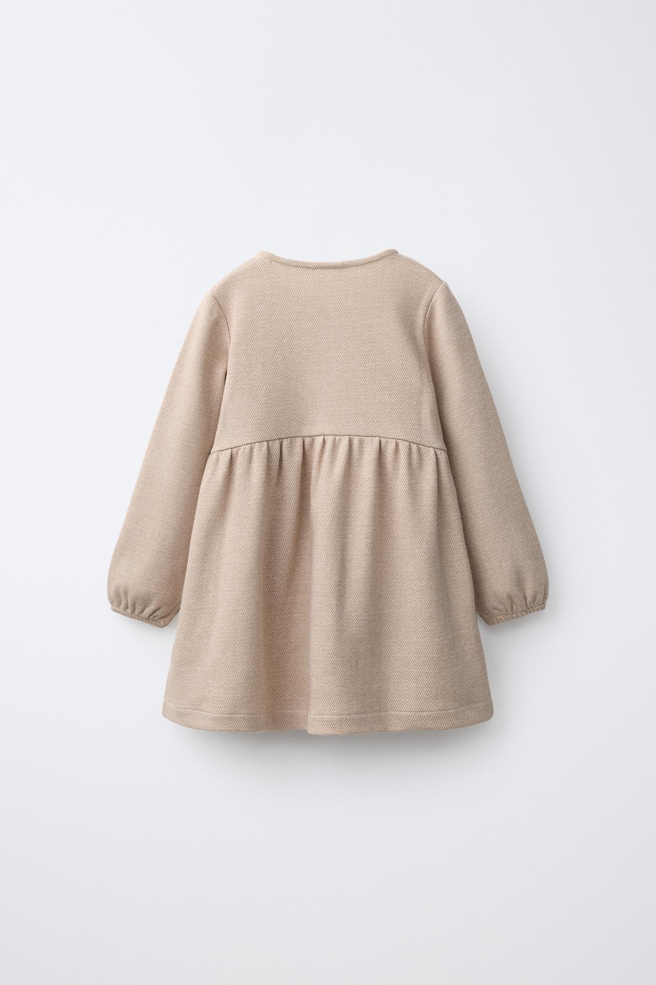 EMBROIDERED STRUCTURED DRESS — Caramel