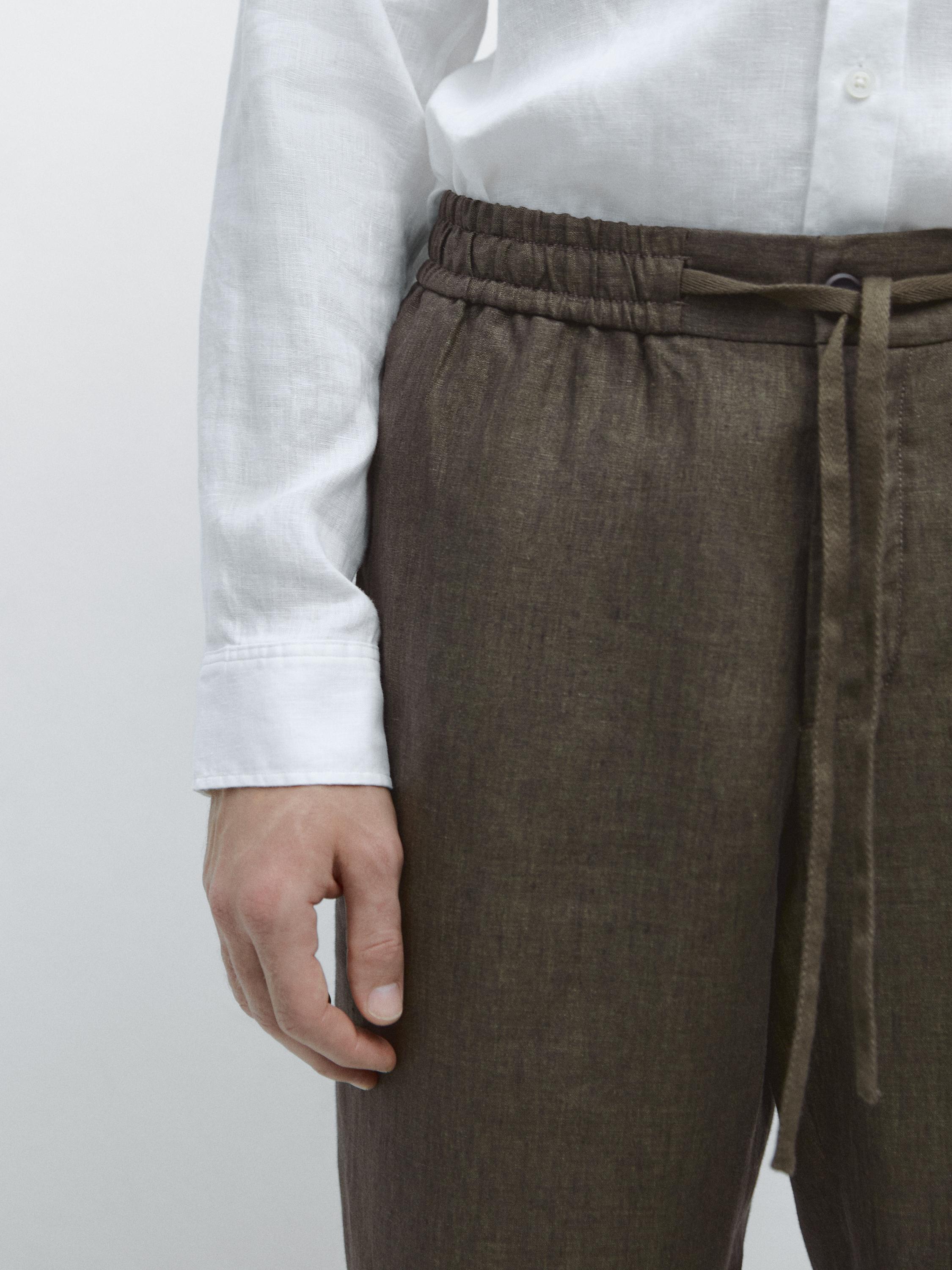 100% linen jogger fit trousers