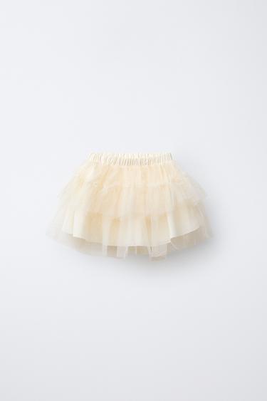 Zara GLITTER TULLE SKIRT - Ecru - Image 0
