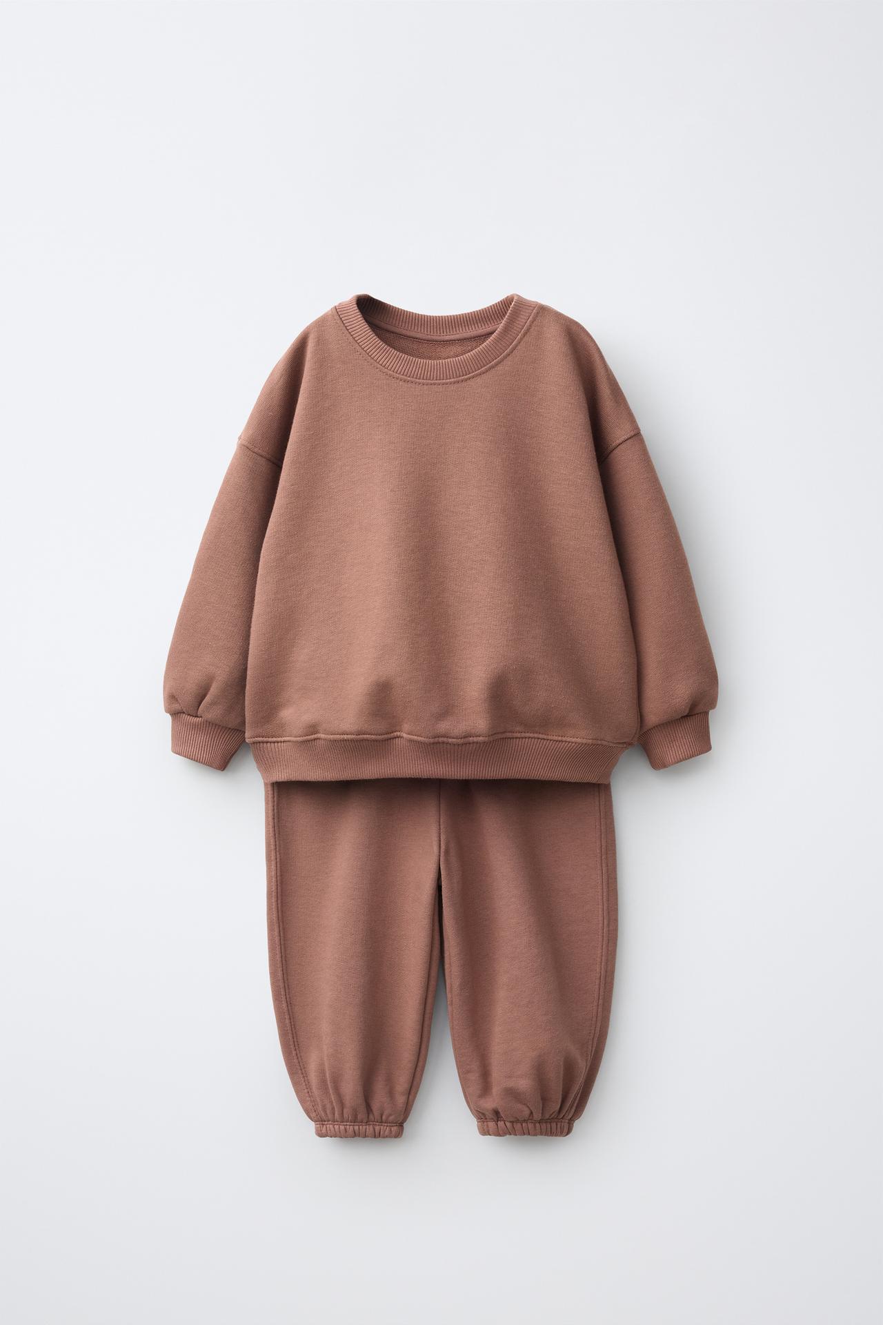 SOLID SWEATSHIRT AND JOGGER PANTS SET — Dusty pink