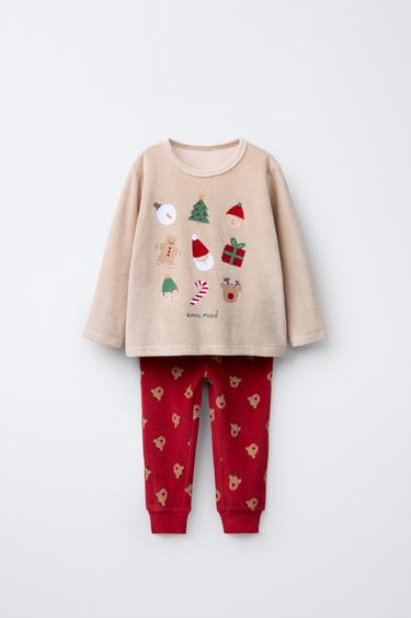 2-6 YEARS / VELOUR REINDEER PYJAMAS - camel by Zara