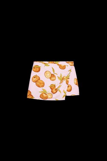 GEKREUZTER ROCK MIT LEINENPRINT - Rosa von Zara - Bild 0