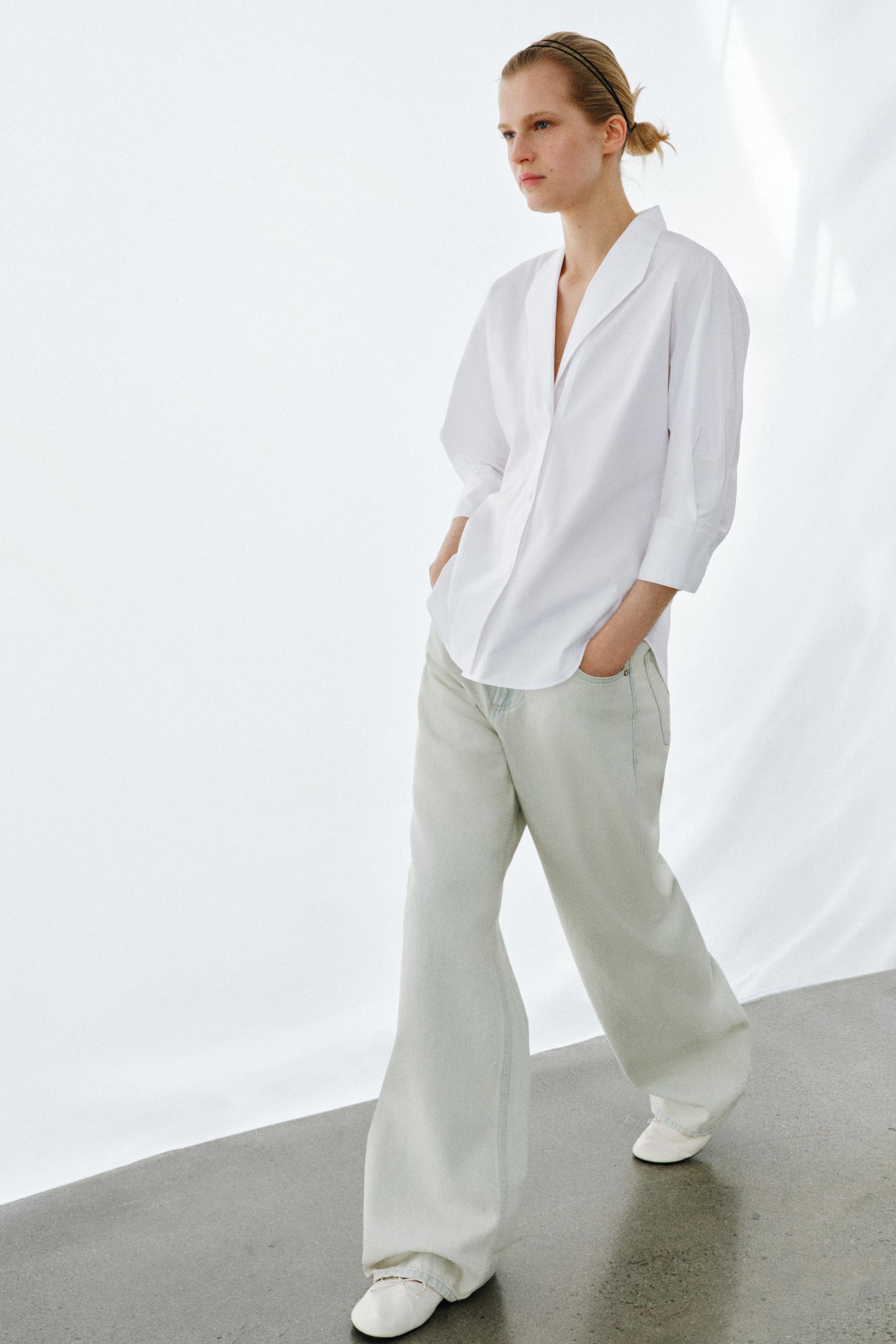 Vネックシャツ ZW COLLECTION - ホワイト | ZARA Japan / 日本