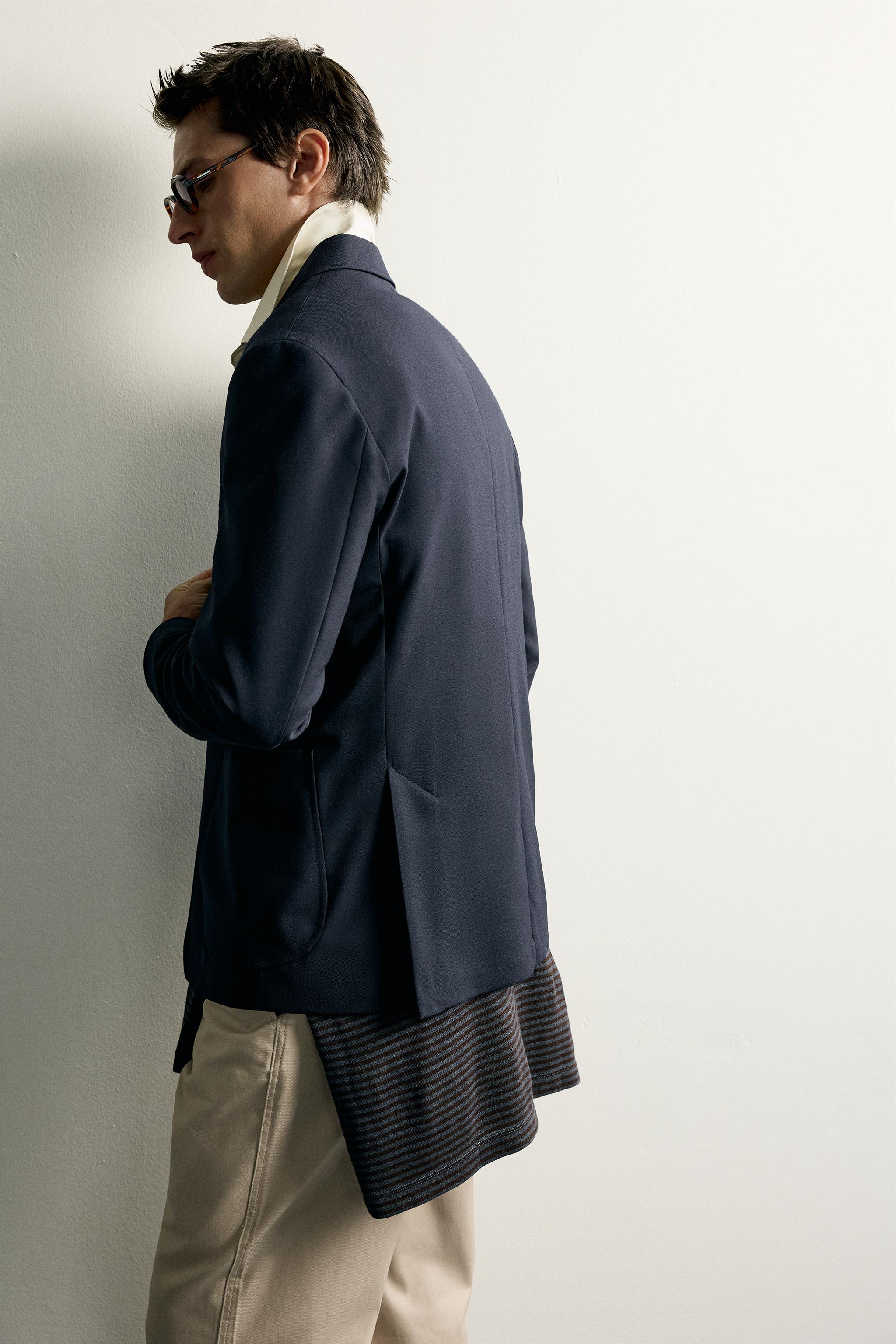 Мужские пиджаки Zara 100% WOOL RELAXED FIT BLAZER — фото 6