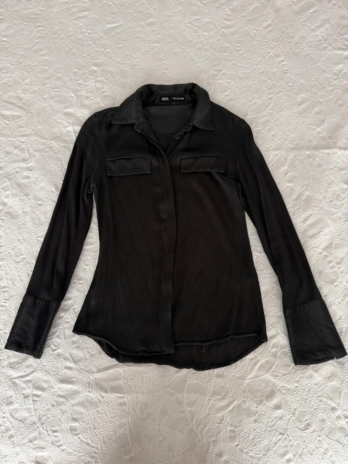ZW COLLECTION SATIN SHIRT WITH POCKETS - Image 2