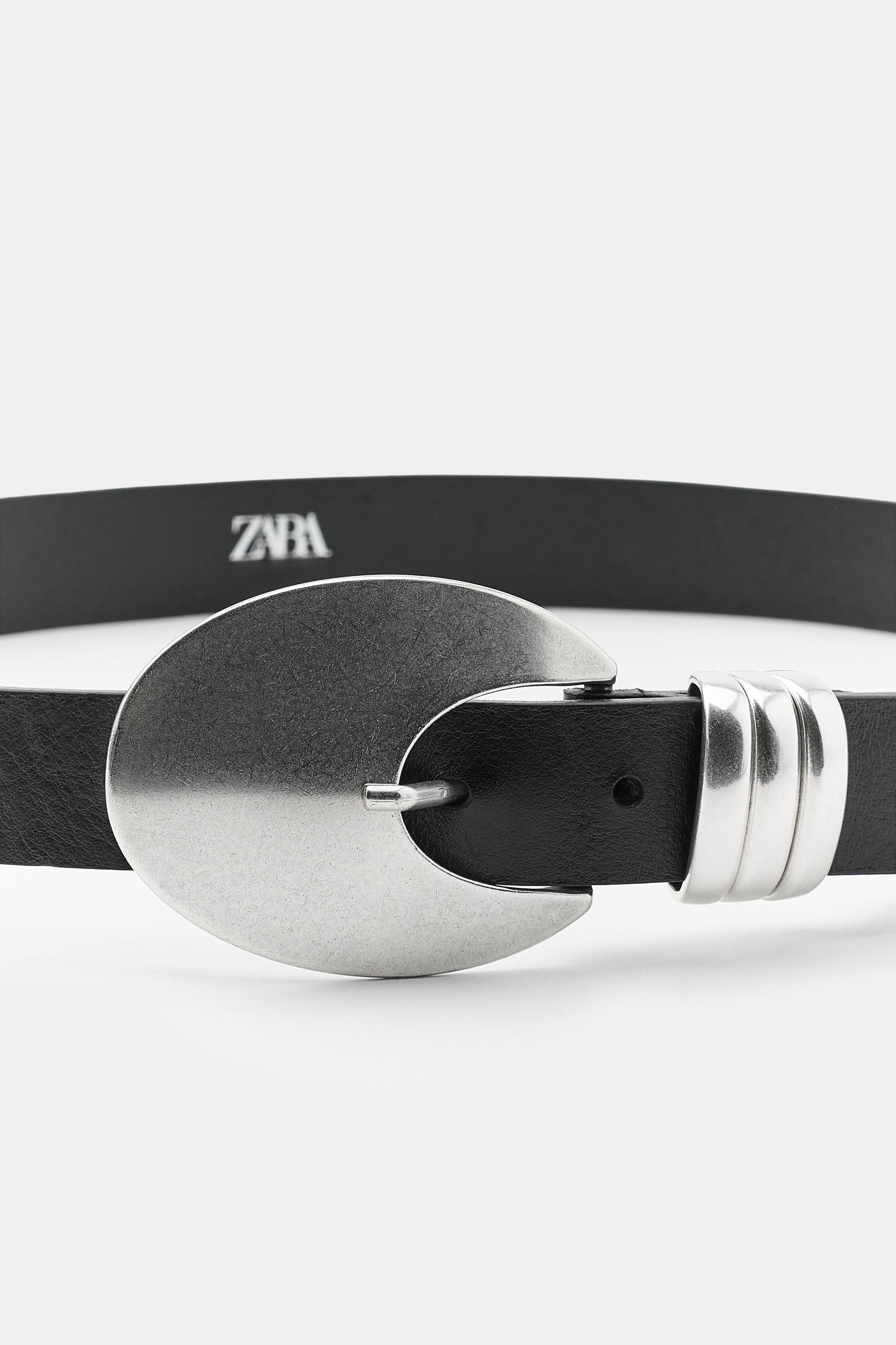 100% LEATHER OVAL BUCKLE BELT