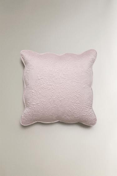 SCALLOPED FLORAL CUSHION COVER - Light pink by Zara - Image 0