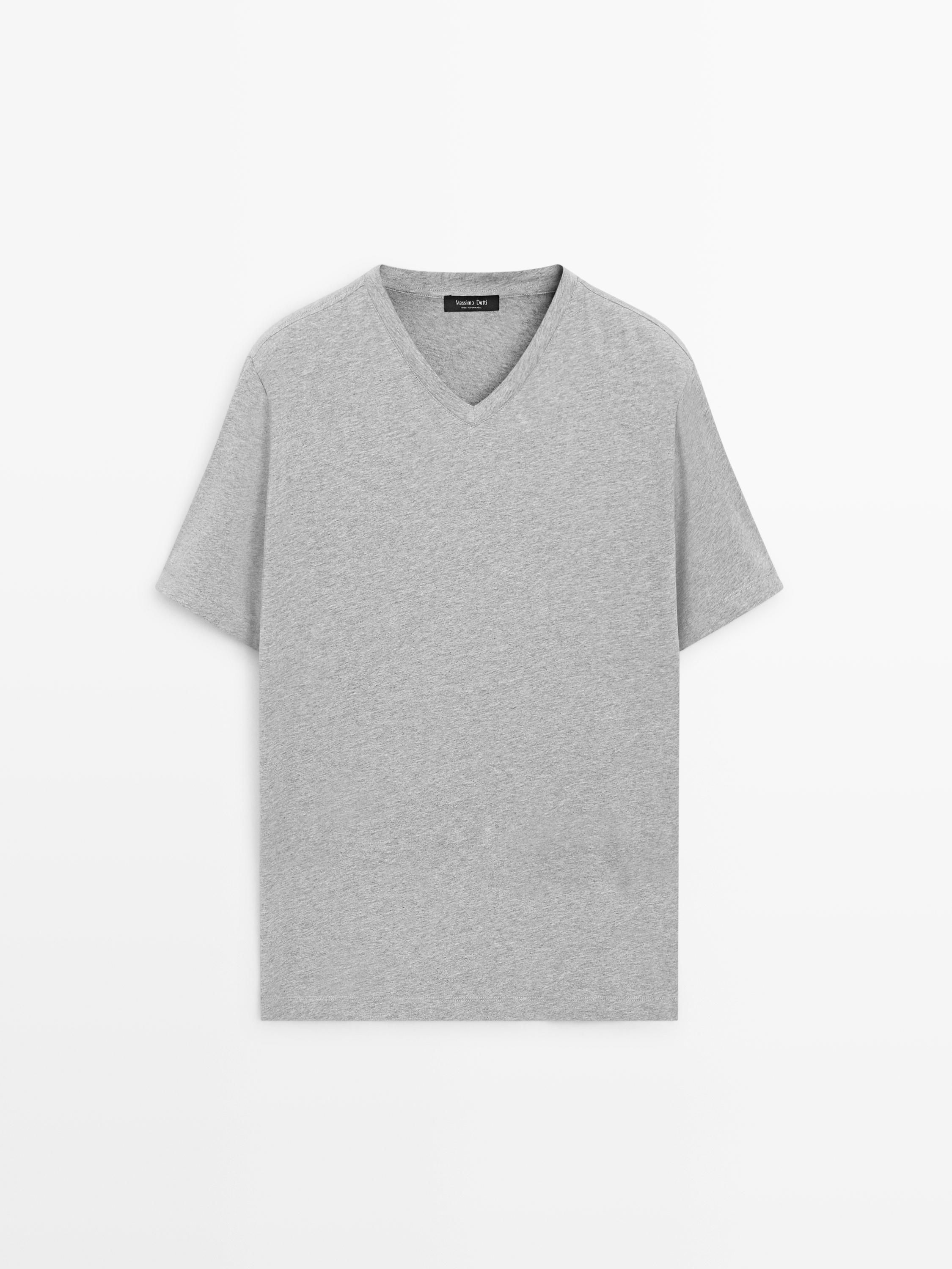 100% cotton V-neck T-shirt