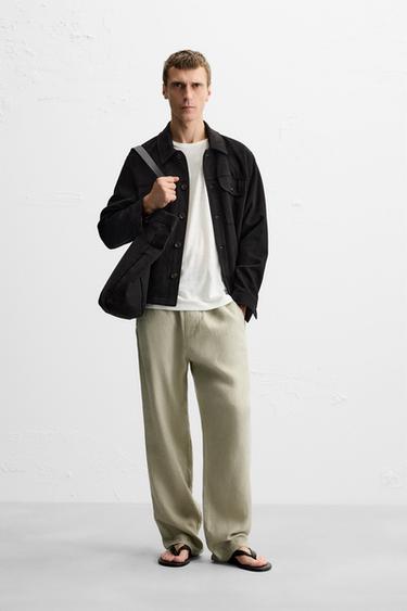 Zara FAUX SUEDE OVERSHIRT - Black - Image 0