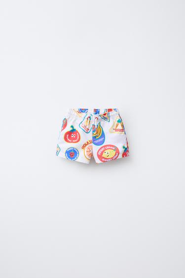 1-6 YEARS/ FRUIT PRINT SWIM SHORTS - Ecru by Zara