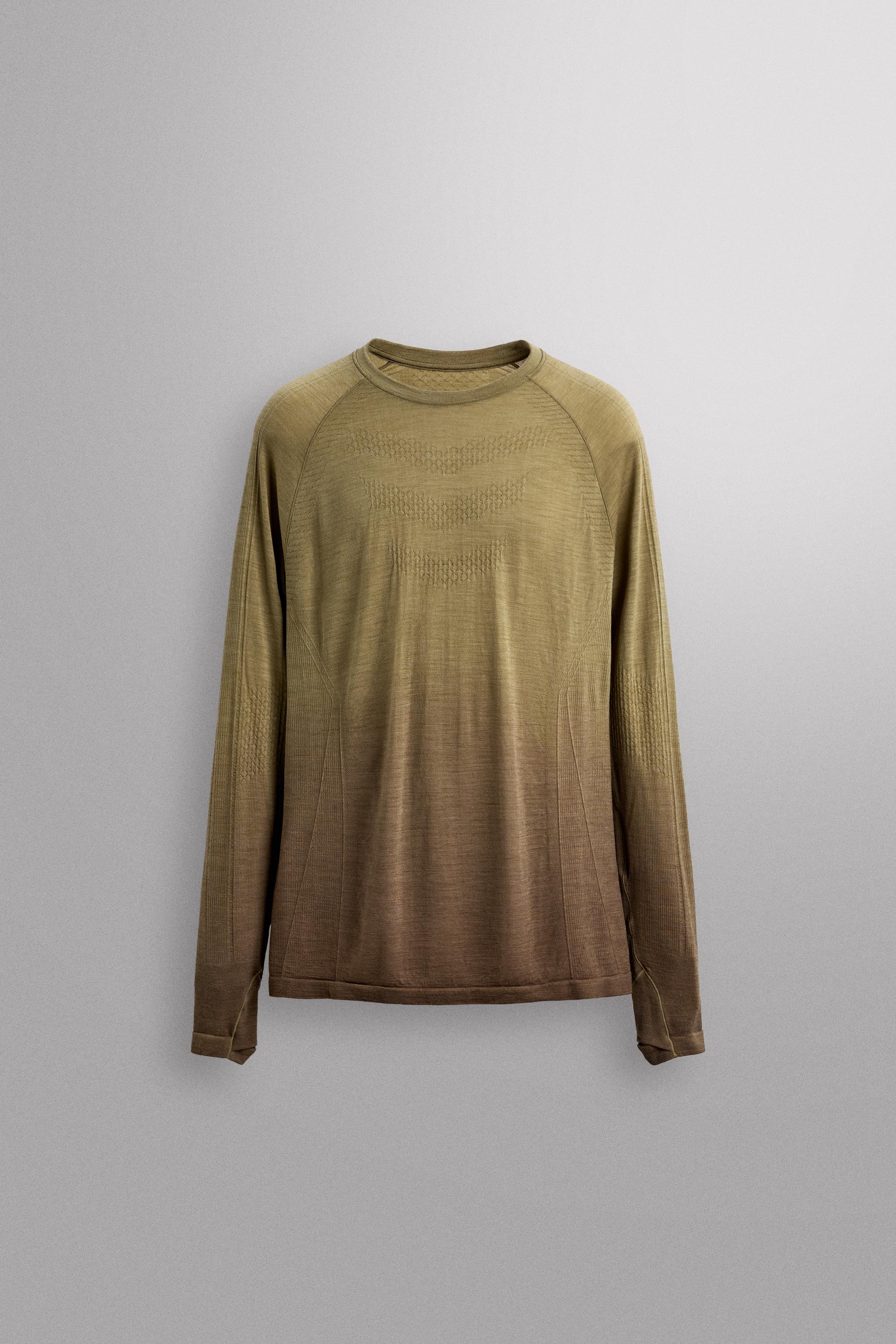 TECHNICAL WOOL BLEND T-SHIRT - Brown | ZARA Canada