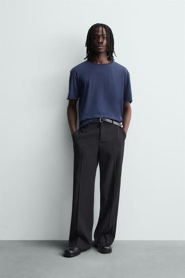 BASIC IRREGULAR FINISH T-SHIRT - Navy blue by Zara