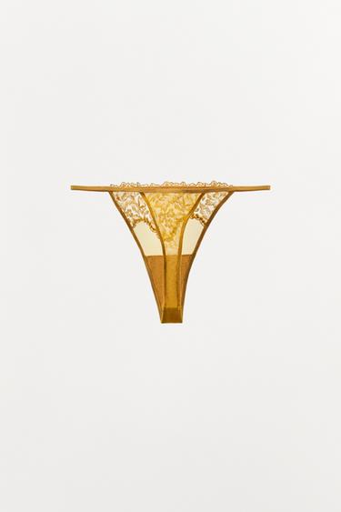 MESH THONG WITH LACE TRIM - Yellow by Zara - Image 5