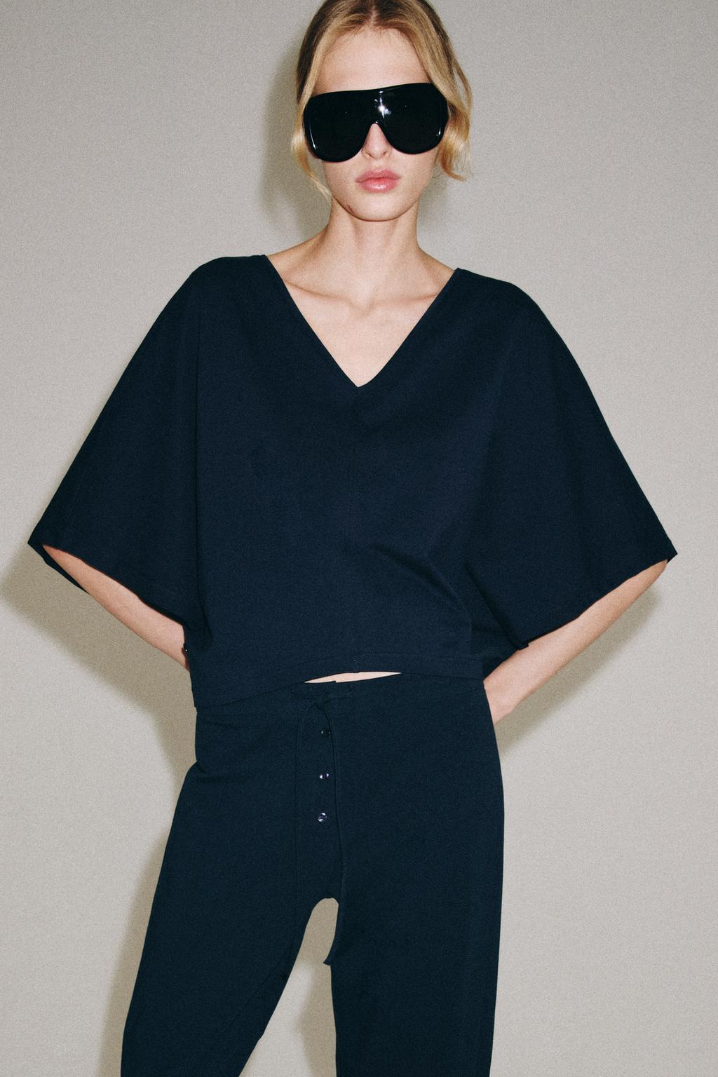 COTTON CAPE-STYLE T-SHIRT