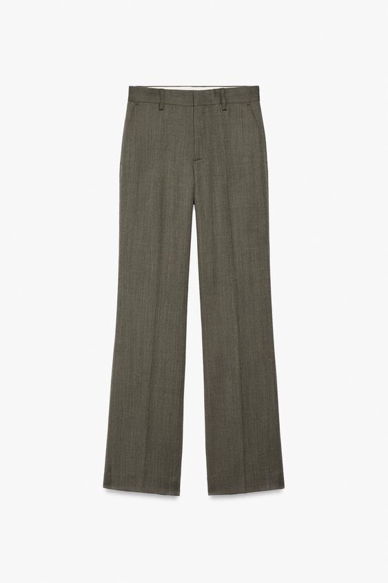 Zara STRUCTURED SUIT FLARE FIT PANTS - taupe brown - Image 0