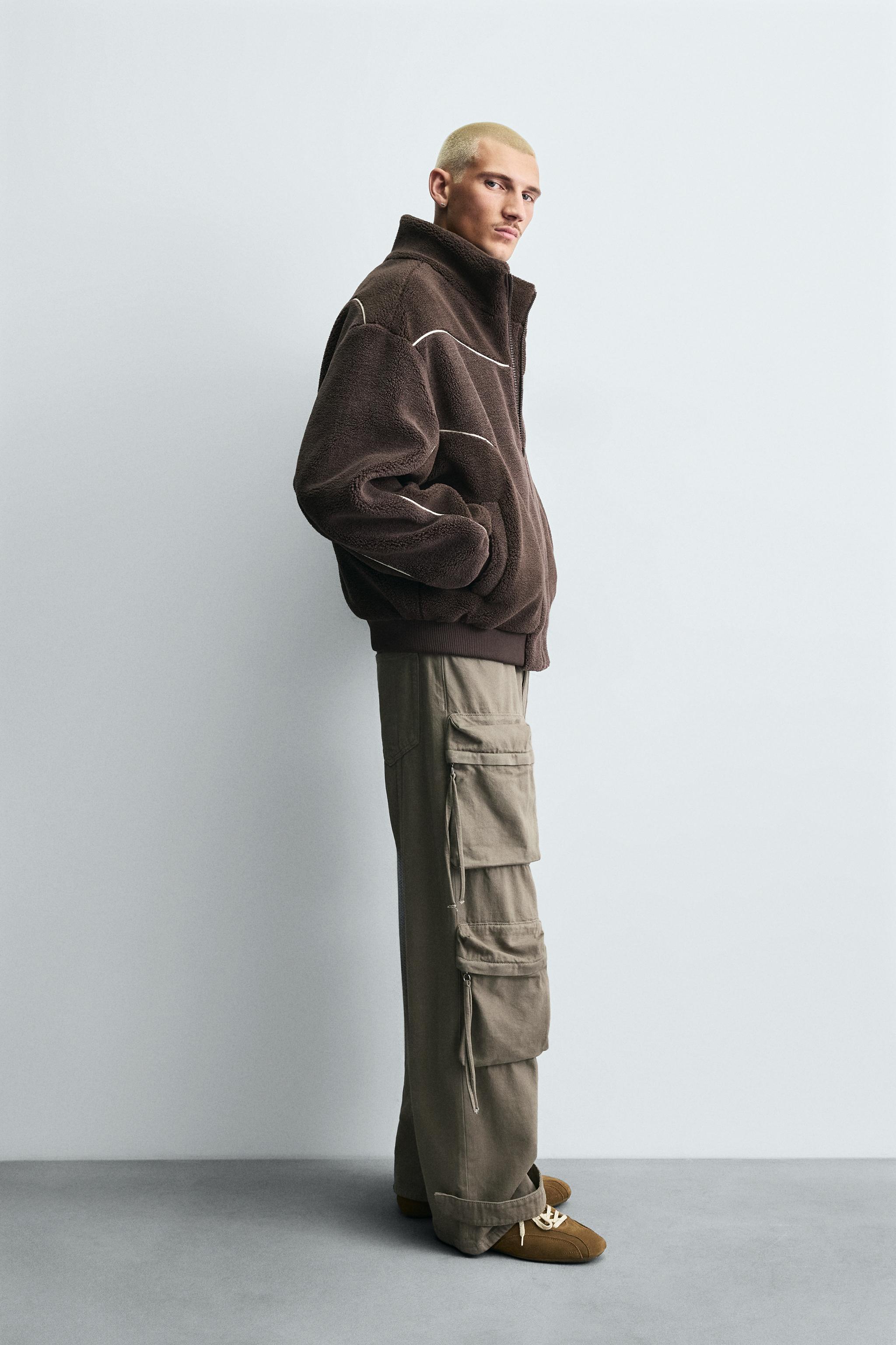 CONTRAST FAUX SHEARLING JACKET