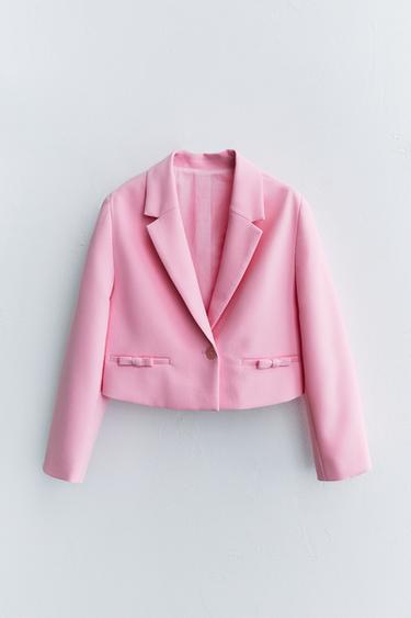 Zara CROPPED BOW BLAZER - Pink
