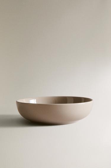 STONEWARE SOUP PLATE - Taupe grey by Zara