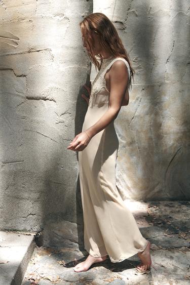 LIMITED EDITION BEADED EMBROIDERED DRESS - Oyster-white by Zara
