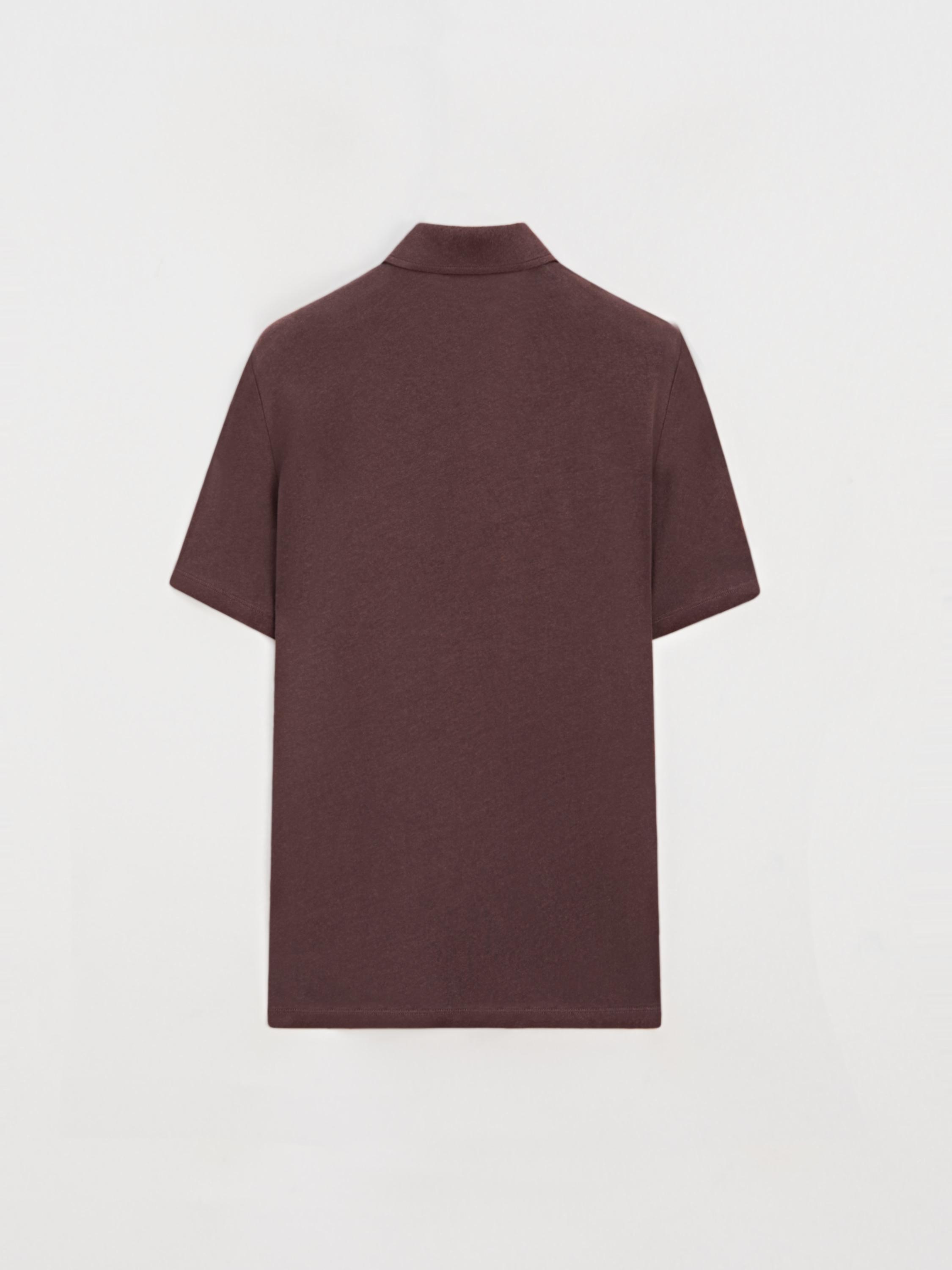 Linen and cotton short sleeve polo shirt