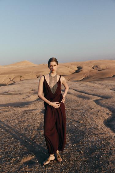 PANTALÓN PUNTO BOMBACHO - Marrón de Zara