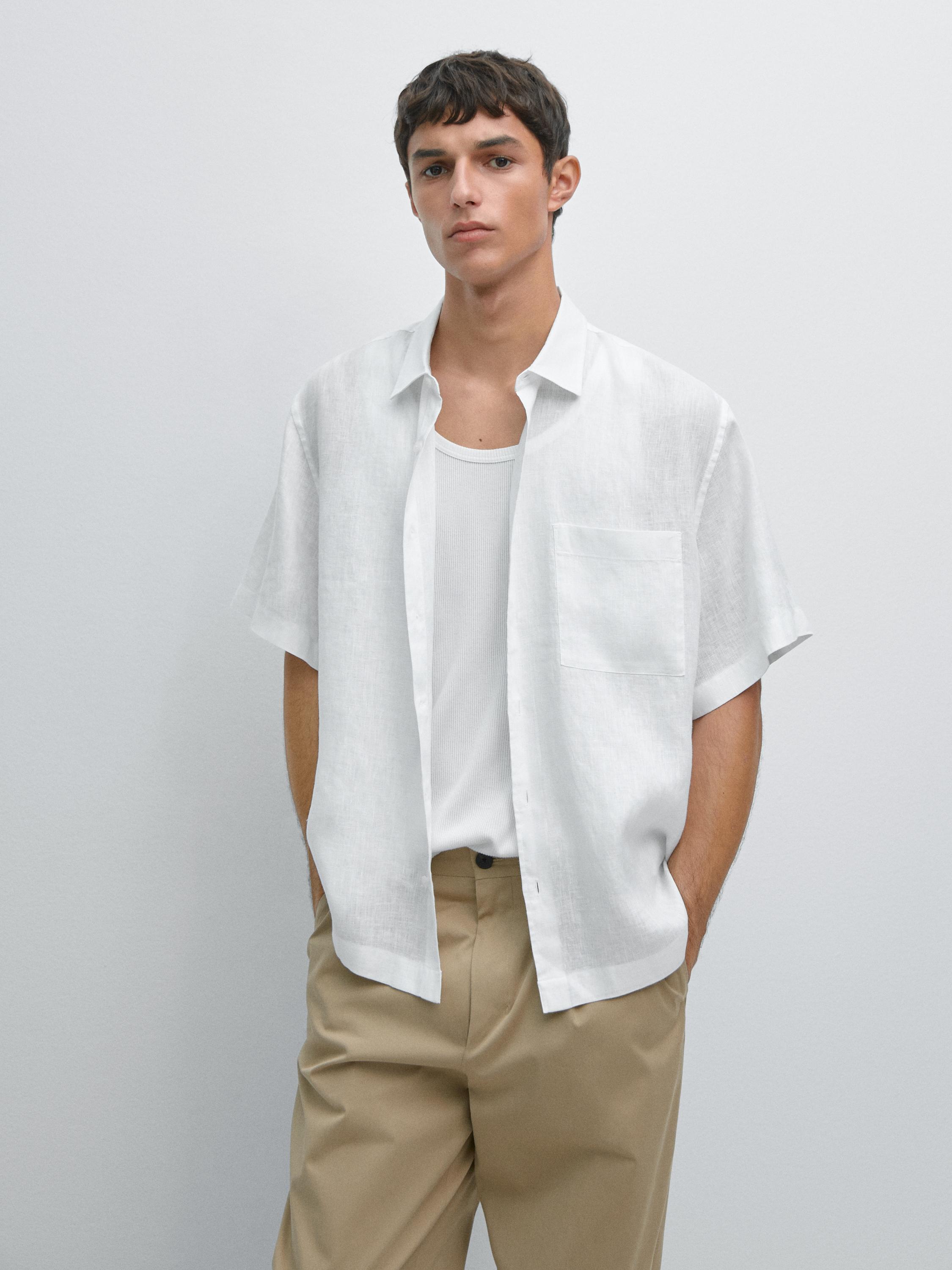 Chemise manches courtes 100 % lin