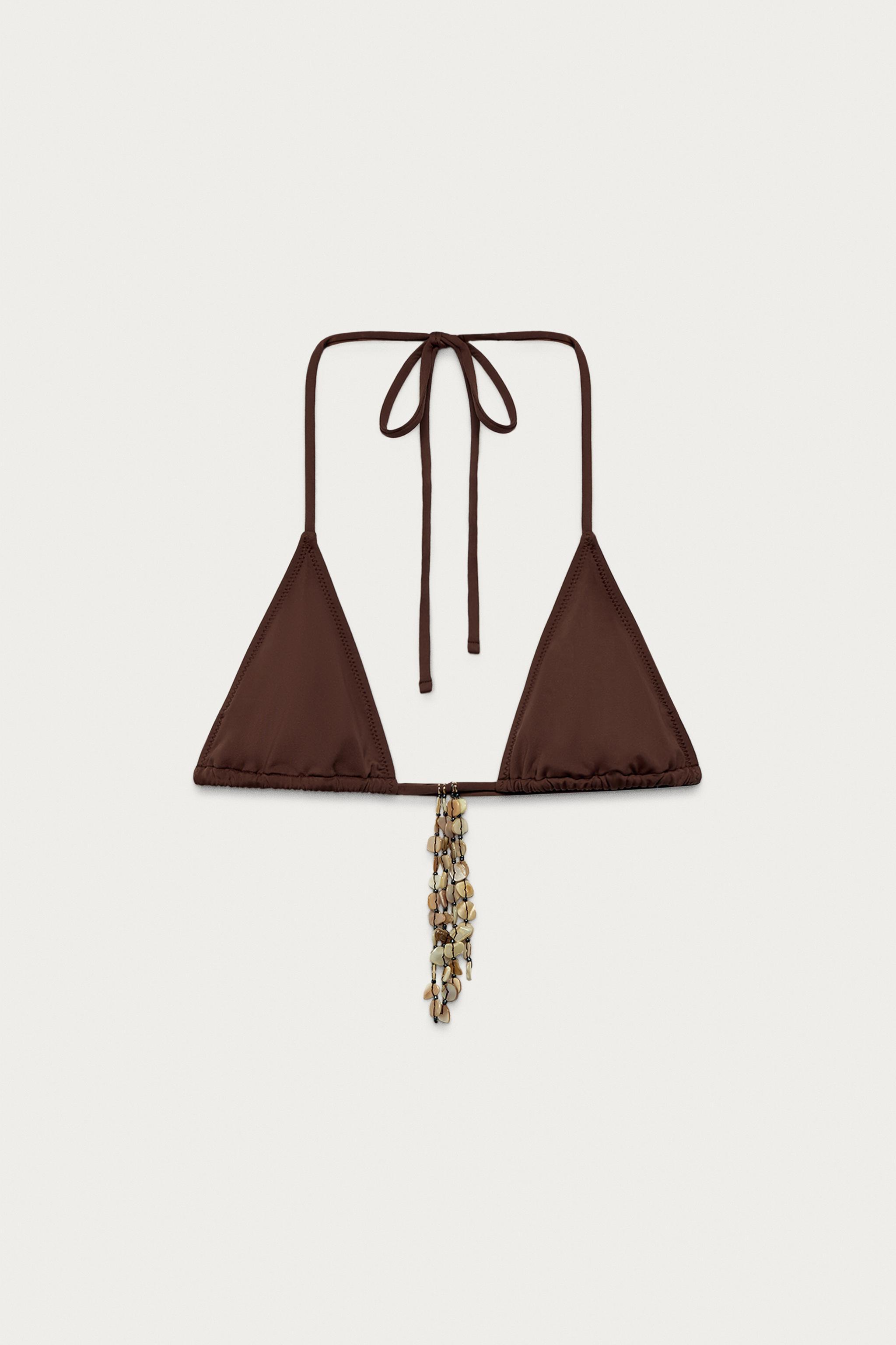 SHELL TRIANGLE BIKINI TOP MARISA BERENSON X ZARA — Brown (alternate view)