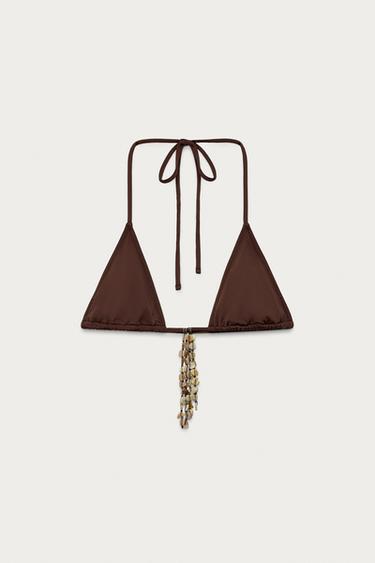 Zara SHELL TRIANGLE BIKINI TOP MARISA BERENSON X ZARA - Brown