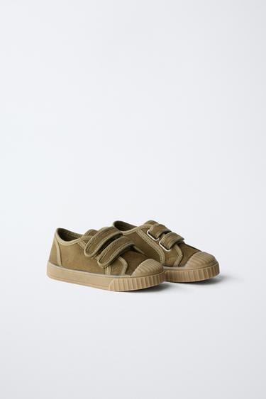 SPLIT SUEDE PLIMSOLLS - Khaki Green by Zara