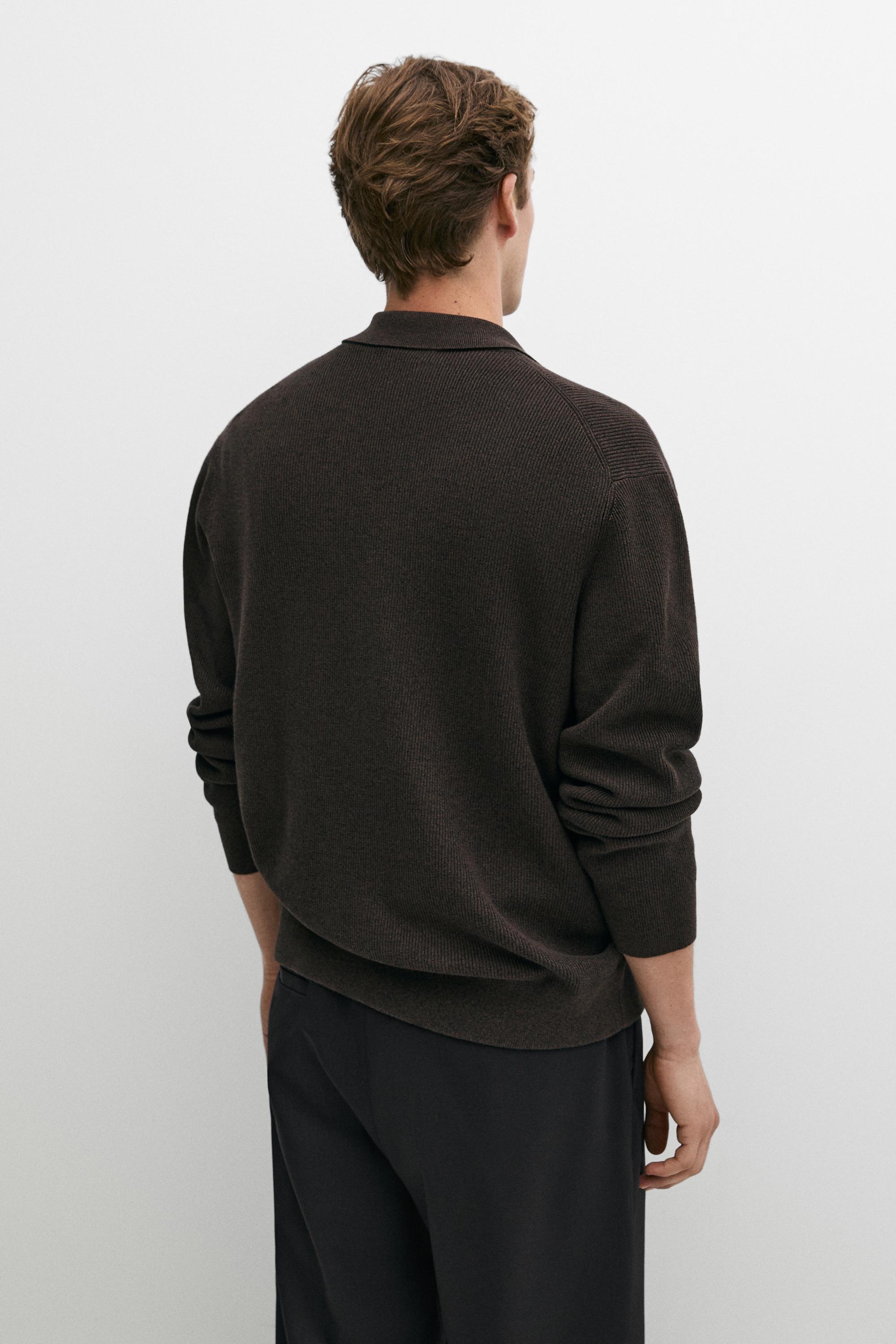 100% cotton polo collar knit cardigan
