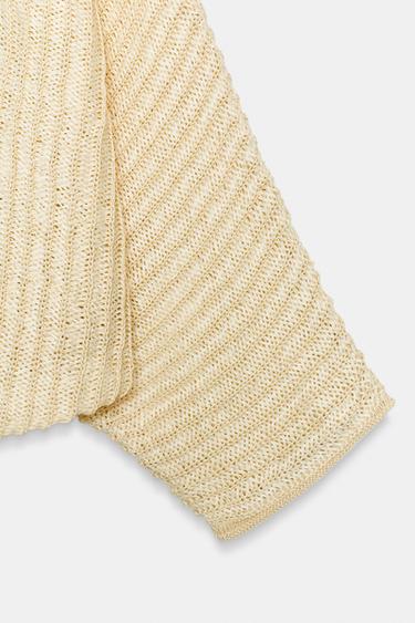 GILET OUVERT EN MAILLE - Écru de Zara - Image 8