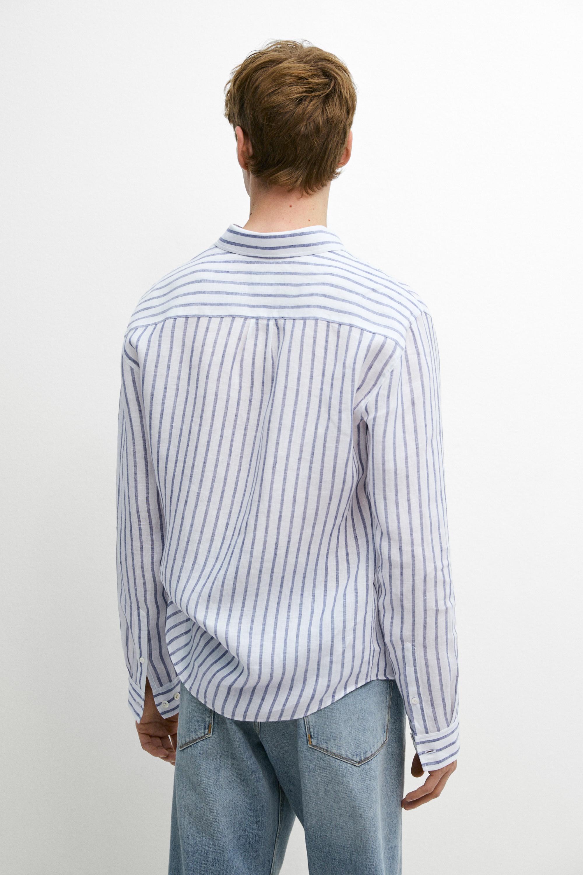 100% linen striped shirt