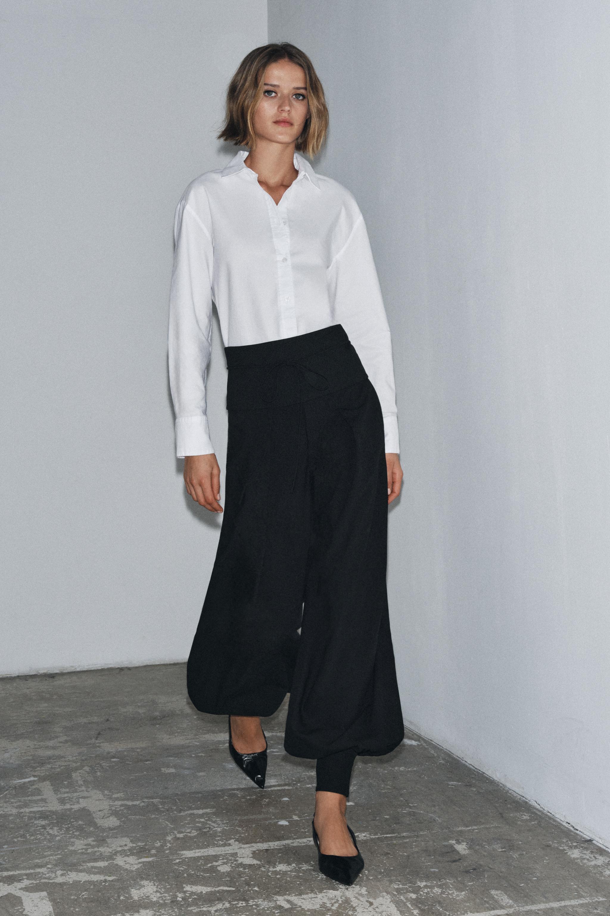 ZW COLLECTION BLOOMERS WITH SASH - Black | ZARA United States