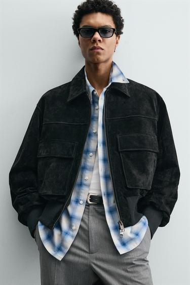 CROPPED FIT SPLIT SUEDE JACKET - Black by Zara - Image 5