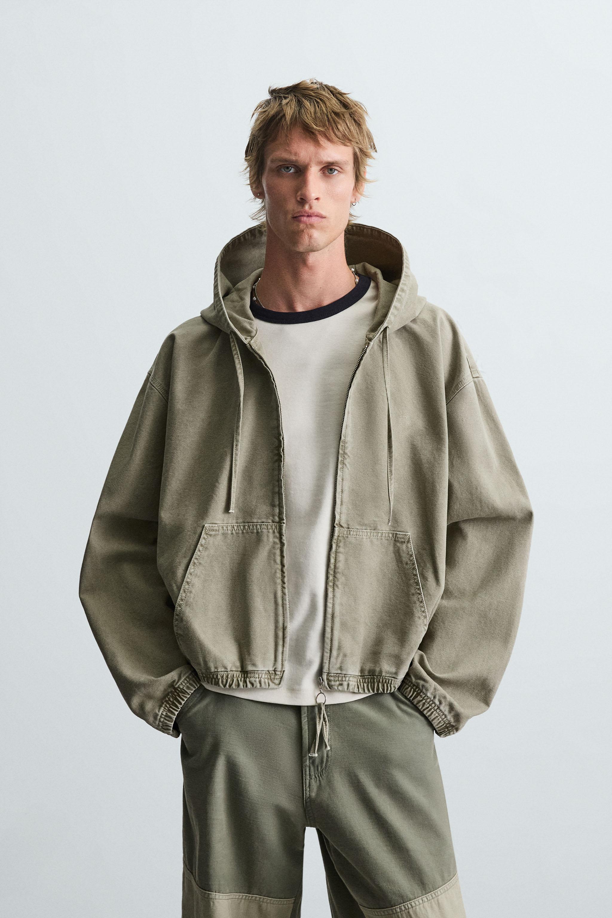 ウォッシュド フード ジャケット - カーキ | ZARA Japan / 日本