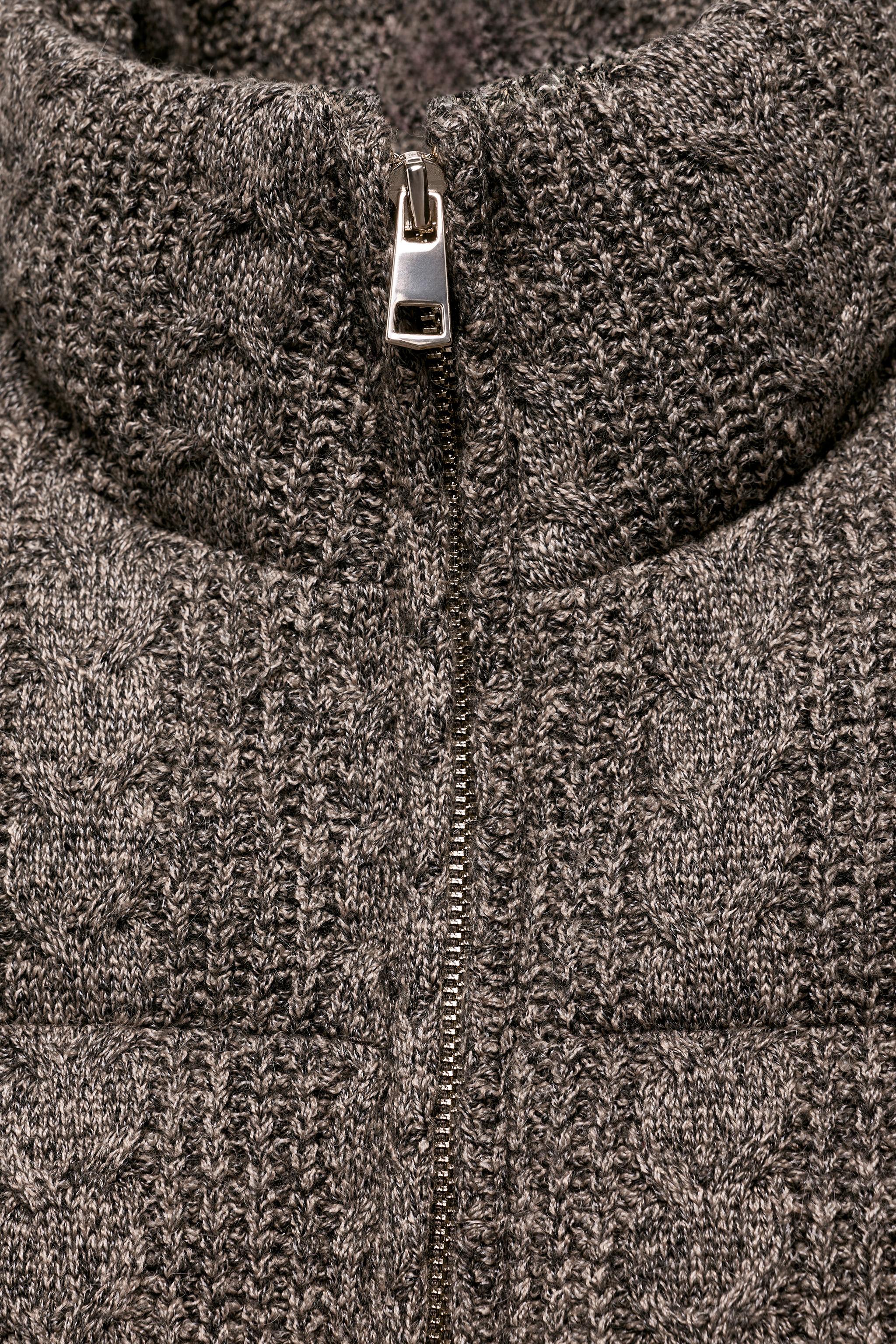 CABLE KNIT PADDED BOMBER JACKET WITH THERMAL INSULATION