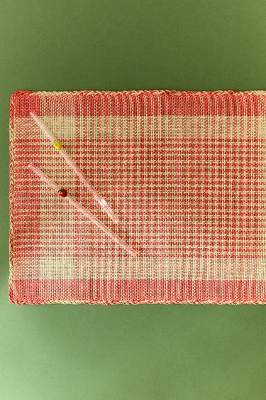 CHECKED PAPER PLACEMAT - Red / Orange by Zara